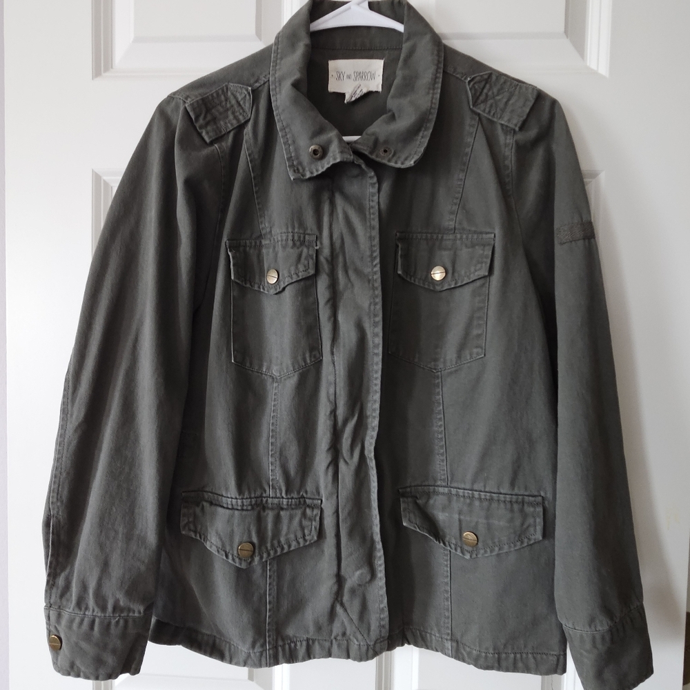 Sky and Sparrow Green Military Jacket Size Small